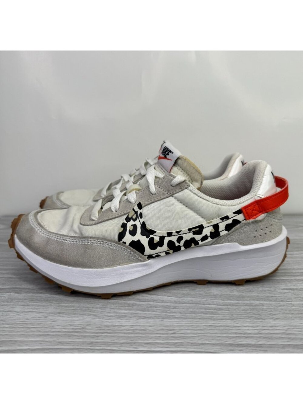 Nike Waffle Debut Shoes Womens 8 Leopard Print White Team Orange Tab DZ5201-100